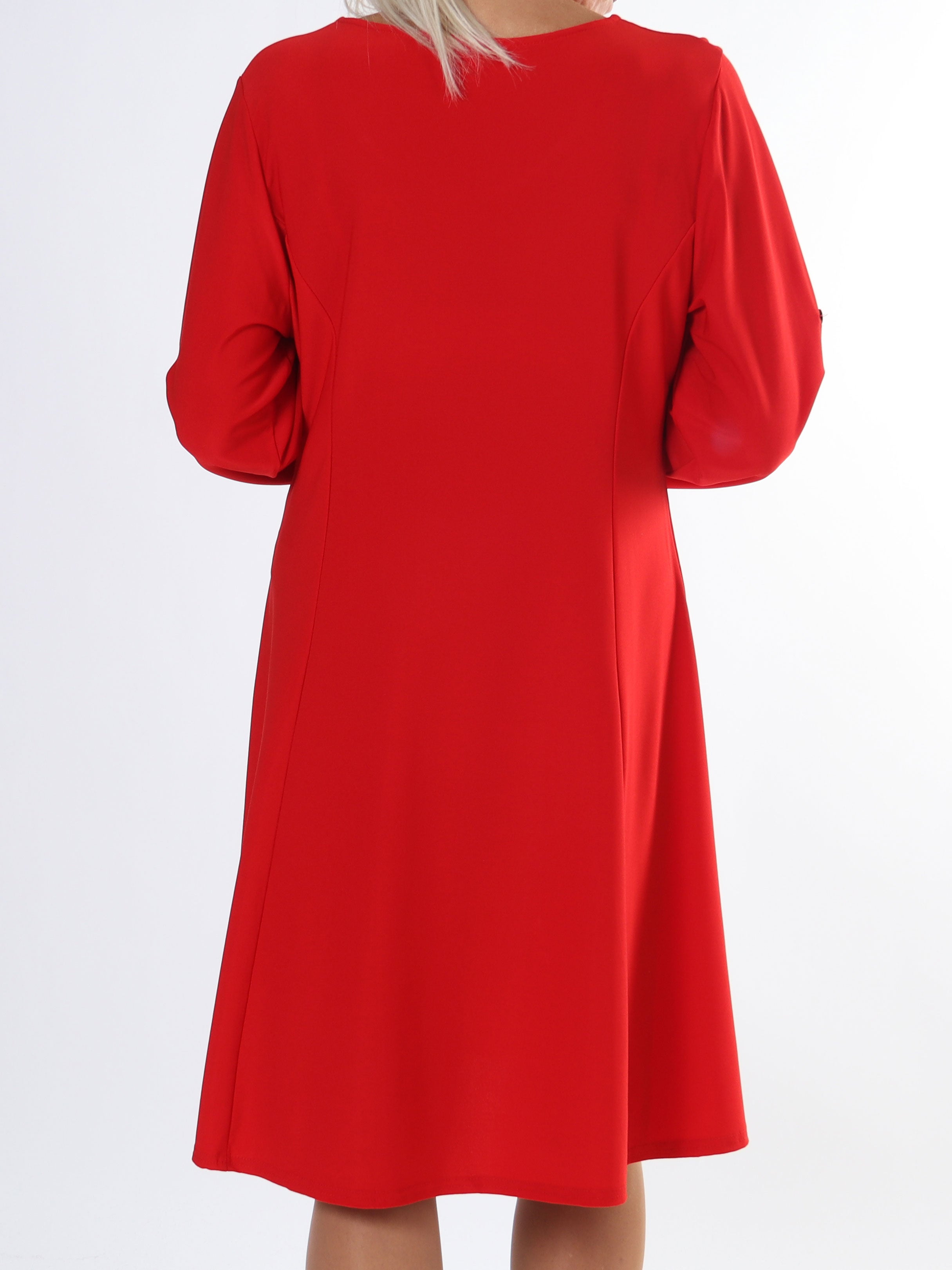 Maj Plain L/S - Elastisk plus size ensfarvet kjole